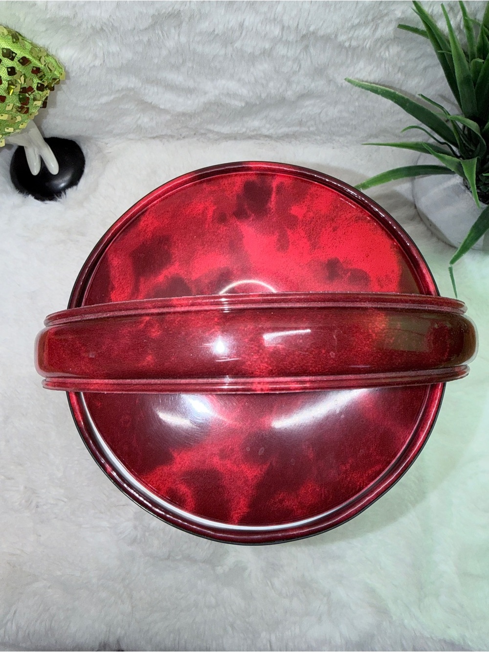 Retro Red Tortoiseshell Vintage Ice Bucket w/Gold Foil Trim Mid Century Modern ๐ - Picture 4 of 7